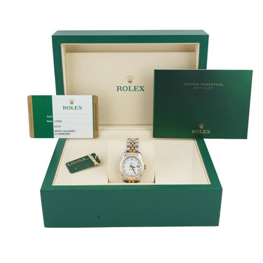 Rolex 179383 Lady-Datejust 26 mm Diamond Bezel White Dial Box and Papers 2016