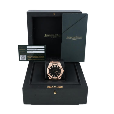 Audemars Piguet Royal Oak Selfwinding 18K Rose Gold Black Dial Box & Papers 2020