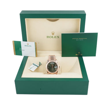 Rolex 228235 Day-Date 40mm Green Olive Dial President Bracelet Box & Papers 2019