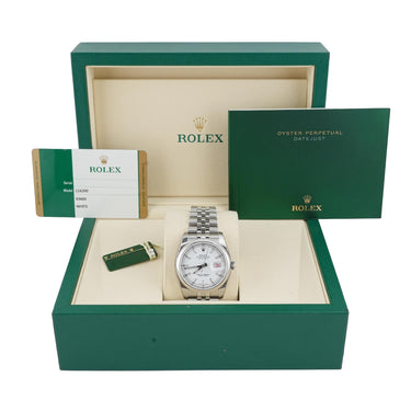 Rolex 116200 Datejust 36 mm Smooth Bezel White Index Dial Box and Papers 2015