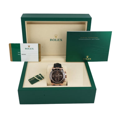 Rolex 116515LN Daytona 18K Rose Gold Chocolate Arabic Dial Box and Papers 2015