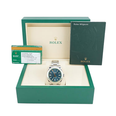 Rolex 116400GV Milgauss 40 mm Blue Index Dial Oyster Bracelet Box & Papers 2015