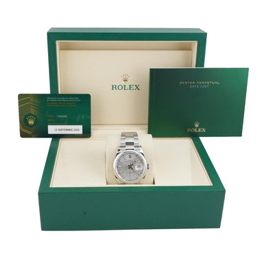 Rolex 126200 Datejust 36mm Silver Index Dial Oyster Bracelet Box and Papers 2025