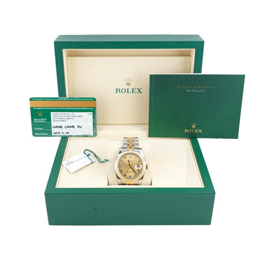 Rolex 116233 Datejust 36 mm Champagne Dial Jubilee Bracelet Box & Papers 2016