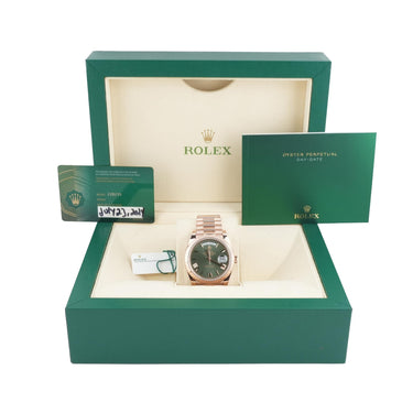 Rolex 228235 Day-Date 40mm Green Olive Dial President Bracelet Box & Papers 2021