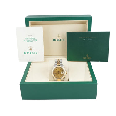 Rolex 16233 Datejust 36 mm Champagne Dial Jubilee Bracelet Box & Papers 1998