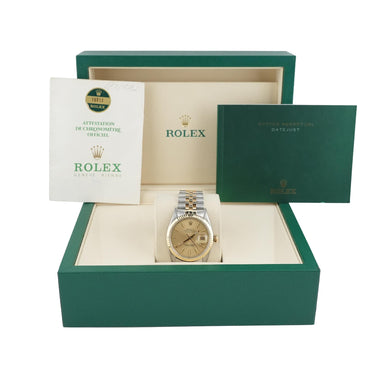 Rolex 16013 Datejust 36 mm Champagne Dial Jubilee Bracelet Box and Papers 1978