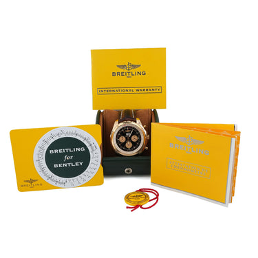 Breitling H44363 Bentley 48mm 18K Rose Gold Black Dial Leather Box & Papers 2007