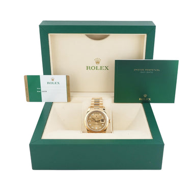 Rolex 218238 Day-Date II 41mm Champagne Dial President Bracelet Box &Papers 2016