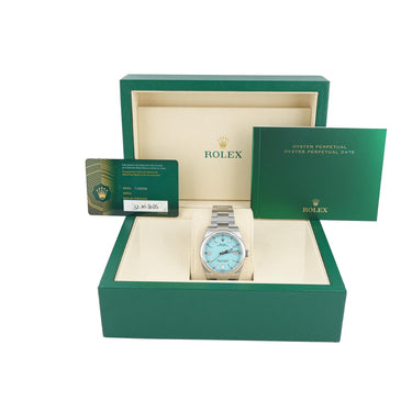 Rolex 126000 Oyster Perpetual 36mm Turquoise Blue Index Dial Box & Papers 2025