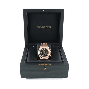 Audemars Piguet Royal Oak Chronograph 41 mm 18K Rose Gold Black Dial Box 2016