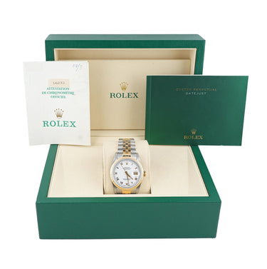 Rolex 116233 Datejust 36mm White Roman Dial Jubilee Bracelet Box & Papers 1992