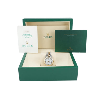 Rolex 68273 Datejust 31 mm White Roman Dial Jubilee Bracelet Box and Papers 1994
