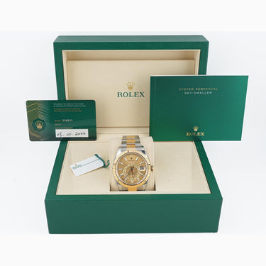Rolex 326933 Sky-Dweller 42mm Champagne Dial Oyster Bracelet Box and Papers 2022