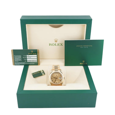 Rolex 218238 Day-Date II 41mm Champagne Roman Dial President Box and Papers 2010