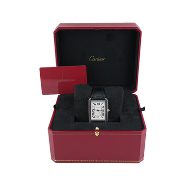 Cartier W5200027 Tank Solo 41 mm Silver Dial Stainless Steel Box & Papers 2016