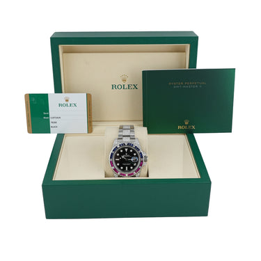 Rolex 116710LN GMT-Master II 40 mm Custom Diamond Bezel Black Dial Oyster Pave Bracelet Box and Papers 2017