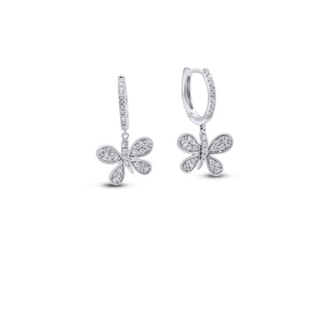 Elegant 14K White Gold Mini Diamond Butterfly Earrings - 0.40 Ctw