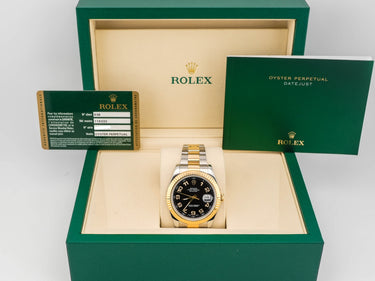 Rolex 116333 Datejust II 41 mm 18K Yellow Gold Fluted Bezel Black Arabic Dial Oyster Bracelet Box and Papers 2013