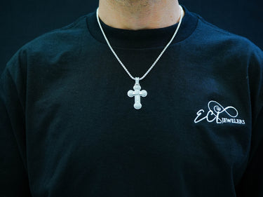 14K White Gold Diamond Cross Pendant 2.08 CT