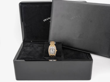 Franck Muller 1752 QZ D Curvex Diamond Bezel Silver Dial 18K Yellow Gold Bracelet Original Box