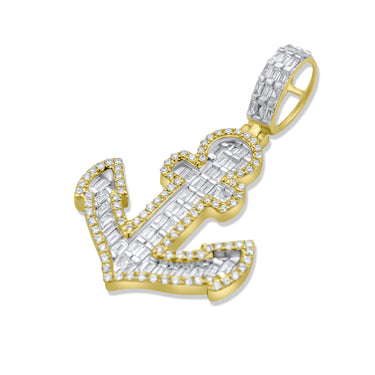 14K Yellow Gold Anchor Diamond Pendant 0.67 CT
