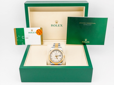Rolex 116333 Datejust II 41 mm Ivory Diamond Dial Oyster Bracelet Box and Papers 2015