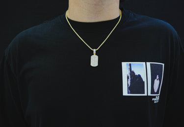 14K Yellow Gold Dog Tag Diamond Pendant 1.52 CT
