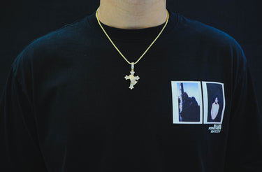 14K Gold Diamond Praying Hands Cross Pendant 1.24 CT