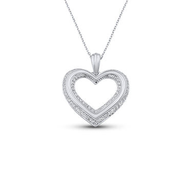 14K White Gold Heart Diamond Pendant 0.37ct