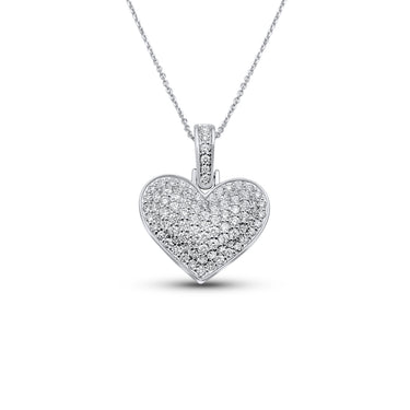 14K White Gold Heart Diamond Pendant 0.95ct