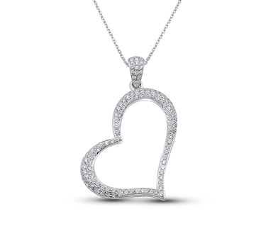 18K White Gold Heart Diamond Pendant 0.65ct