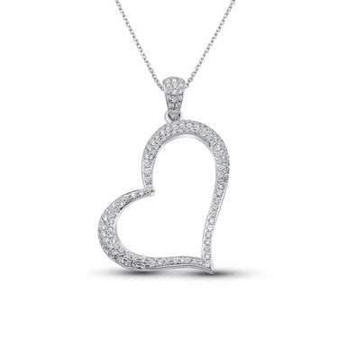 18K White Gold Heart Diamond Pendant 0.65ct