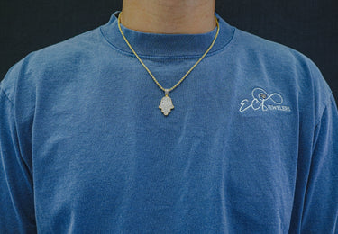 14K Yellow Gold Hamsa Diamond Pendant 1.01 CT