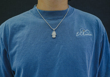 14K White Gold hamsa Diamond Pendant 1.49 CT