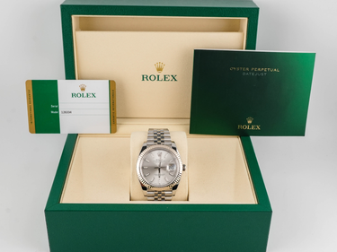 Rolex 126334 Datejust 41 mm 18K Fluted Bezel Silver Dial Jubilee Bracelet Box and Papers 2019
