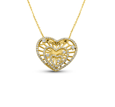 18K Yellow Gold Heart Diamond Pendant 0.55ct