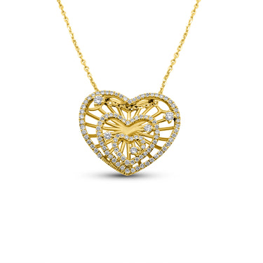 18K Yellow Gold Heart Diamond Pendant 0.55ct
