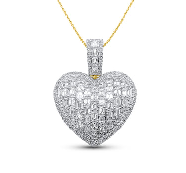 14K Yellow Gold Heart Diamond Pendant 4.42ct