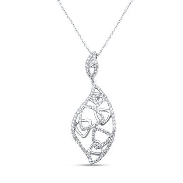 18K White Gold Diamond Pendant Necklace 0.91ct