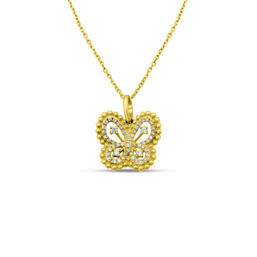 18K Yellow Gold Butterfly Diamond Pendant 0.20ct