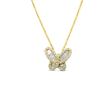 14K Yellow Gold Butterfly Diamond Pendant 0.50ct