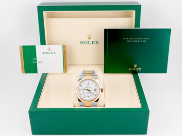 Rolex 326933 Sky-Dweller 42 mm Fluted Bezel White Index Dial Oyster Bracelet Box and Papers 2020
