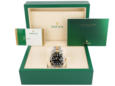 Rolex 116713LN GMT-Master II Black Ceramic Bezel Black Dial Oyster Bracelet Box and Papers 2017