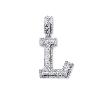 14k White Gold Diamond Initial "L" Pendant  0.85 Ctw