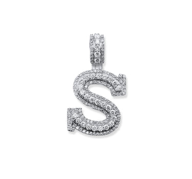 14k White Gold Diamond Initial "S" Pendant  1.00 Ctw