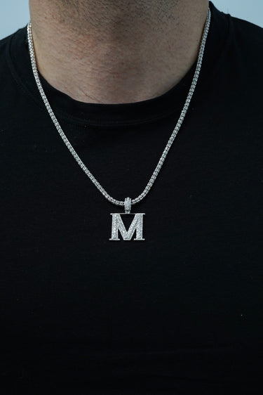 14k White Gold Diamond Initial "M" Pendant  1.34 CT