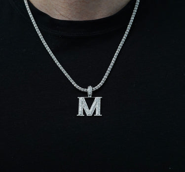 14k White Gold Diamond Initial "M" Pendant  1.34 Ctw