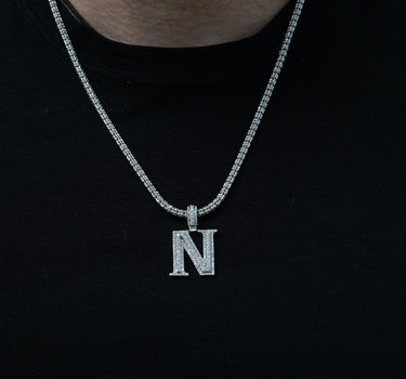 14k White Gold Diamond Initial "N" Pendant 1.07 CT