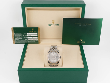 Rolex 116234 Datejust 36 mm Fluted Bezel Silver Index Dial Jubilee Bracelet Box and Papers 2011